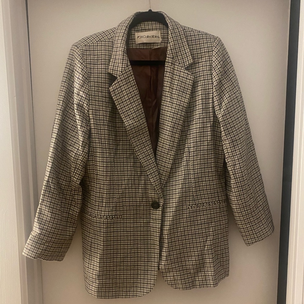 JH Collectibles Vintage Houndstooth Plaid Blazer Jacket